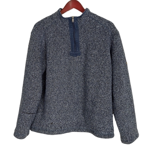 Orvis Blue Sherpa Half Zip Pullover Sweater Sweatshirt Soft Heathered Sz L Men's - Picture 1 of 10